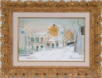 Maurice Utrillo (French, 1883-1955) "Montmartre, Le Lapin Agile sous la neige"